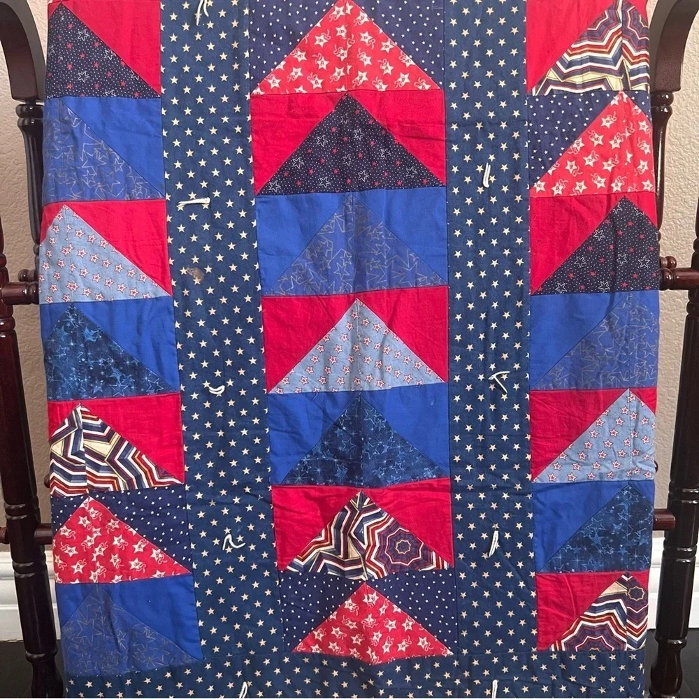 50”x40” New Handmade Patriotic Quilt, 100% Cotton.